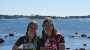 Cati and I by the sea after our race in Gloucester.